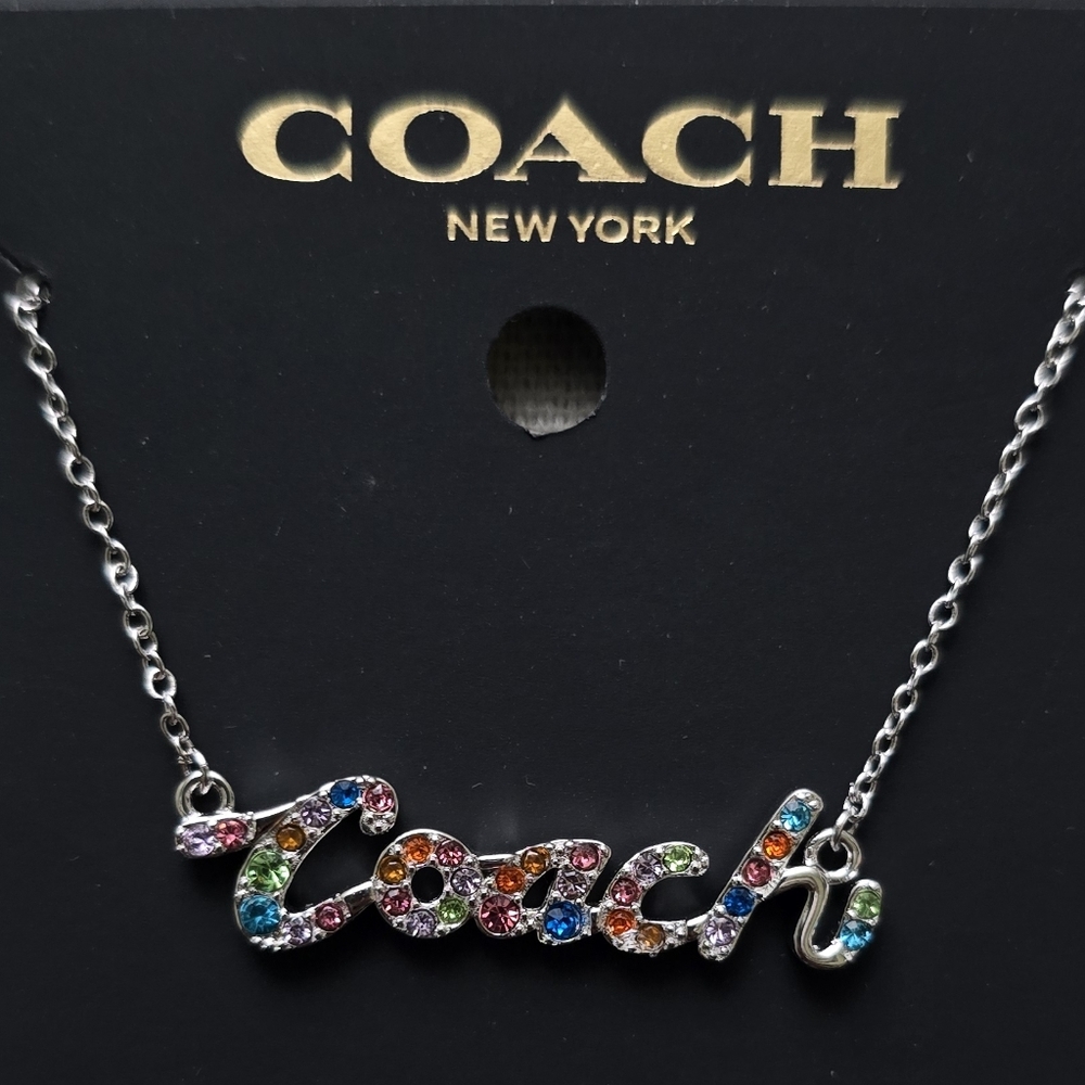 Coach Signature Multicolor Script  Necklace